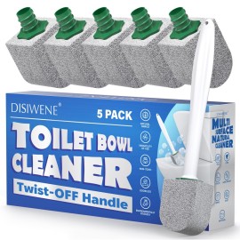 DISIWENE Pumice Cleaning Stone with Handle Toilet Bowl Cleaner Hard Water Ring Remover for Bath/Pool/Kitchen/Household Cleaning (5, 5 Pack with Twist-Off Handle)