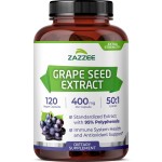 Zazzee High Strength Grape Seed 50:1 Extract, 120 Vegan Capsules, 95% Polyphenols, 400 mg per Capsule, 4 Month Supply, Standardized and Concentrated 50X Extract, Non-GMO, Made in The USA