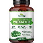 Zazzee Organic Moringa 20:1 Extract, 20,000 mg Strength, 120 Vegan Capsules, 100% Pure Oleifera Leaf Superfood, Concentrated and Standardized 20X Extract, All-Natural, Non-GMO, Made in The USA
