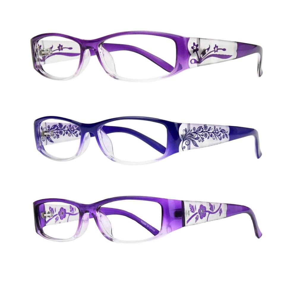 EYEBOGO Kaylee Stylish Reading Glasses for Women, Readers for Women, Womens Reading Glasses (3-Pack Purple K+O+F, 2.00)