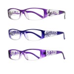 EYEBOGO Kaylee Stylish Reading Glasses for Women, Readers for Women, Womens Reading Glasses (3-Pack Purple K+O+F, 2.00)