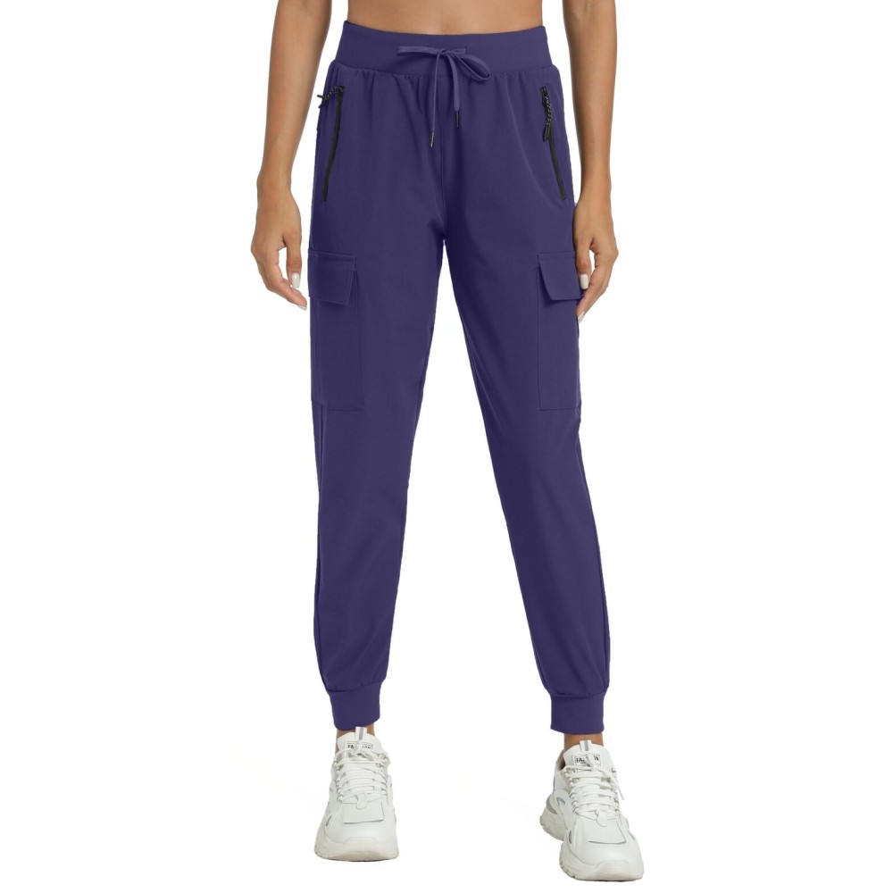 Rrosseyz Womens Cargo Pants with Pockets-Lightweight Quick Dry Water Resistant Hiking Pants for Travel Casual Athletic and Outdoor(Twilight,M)