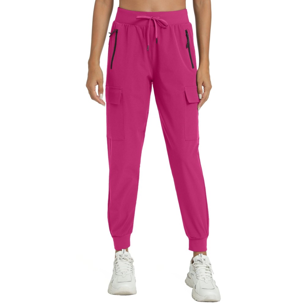 Rrosseyz Womens Cargo Pants with Pockets-Lightweight Quick Dry Water Resistant Hiking Pants for Travel Casual Athletic and Outdoor(Tomato Red,XL)