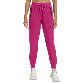 Rrosseyz Womens Cargo Pants with Pockets-Lightweight Quick Dry Water Resistant Hiking Pants for Travel Casual Athletic and Outdoor(Tomato Red,XL)