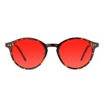 TIJN Red Lens Blue Light Blocking Glasses - Round Frame, Dual AR Coating, Computer & Gaming Eyewear for Screen Use, Tortoise