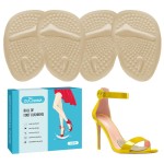 ZUCNANA Metatarsal Pads for Women, Ball of Foot Cushions, Non Slip Heel Pads for Shoes, Heel Cushions for Women Foot Pain Relief and Comfort, One Size Fits Any (2 Pairs Beige)