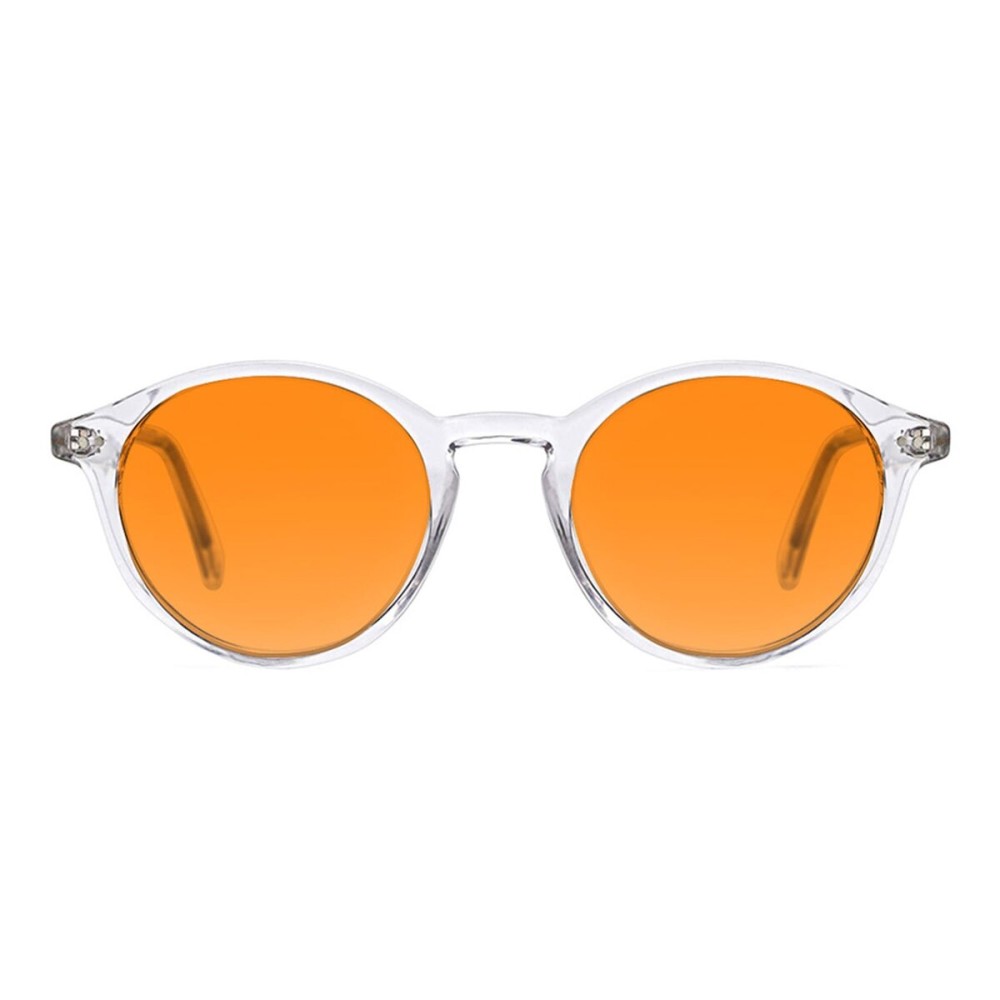 TIJN Orange Lens Blue Light Blocking Glasses - Round Frame, Dual AR Coating, Gaming & Computer Eyewear for Screen Use, Clear