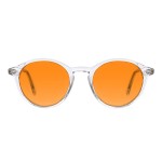 TIJN Orange Lens Blue Light Blocking Glasses - Round Frame, Dual AR Coating, Gaming & Computer Eyewear for Screen Use, Clear