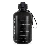 GEMFUL 3L Water Bottle with Straw & Time Marker Motivational Large Water Jug BPA-Free Leakproof Bottle 101oz for Gym Sports Fitness Hiking (Black with Removable Straw)