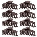 TOCESS Hair Claw Clips for Women - 8PK Large Neutral Matte Jumbo Hair Clips for Thick, Thin, Long, Short, Curly Hair Girls, Big Jaw Clip Set for Daily Use(Mocha Brown)