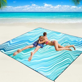 WIWIGO Beach Blanket Waterproof Sandproof Beach Mat 79 X 83/10\'x9\'for 2-8 Adults Quick Drying Outdoor Picnic Mat Beach Accessories for Travel, Camping, Hiking