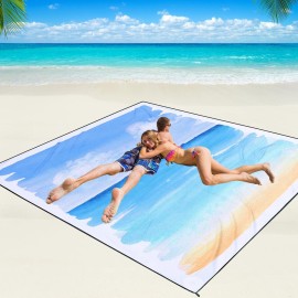 Beach Blanket Waterproof Sandproof Beach Mat 79 X 83/10\'x9\'for 2-8 Adults Quick Drying Outdoor Picnic Mat Beach Accessories for Travel, Camping, Hiking