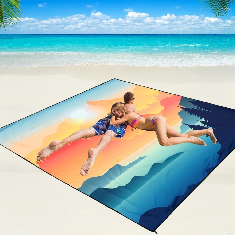 Beach Blanket Waterproof Sandproof Beach Mat 79 X 83/10\'x9\'for 2-8 Adults Quick Drying Outdoor Picnic Mat Beach Accessories for Travel, Camping, Hiking
