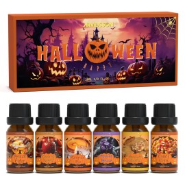 ARVIDSSON Halloween Fragrance Oils Set, Fall Essential Oils for Diffuser - Pumpkin Pie, Spiced Cider, Caramel Apple, Candy Corn, Snickerdoodle, Spooky Spices, Autumn Scented Oil Gift for Women