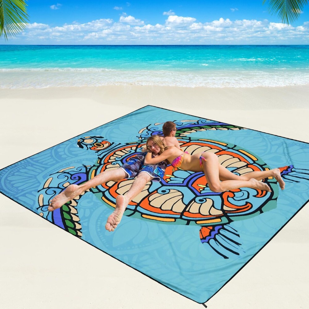 Beach Blanket Waterproof Sandproof Beach Mat 79 X 83/10\'x9\'for 2-8 Adults Quick Drying Outdoor Picnic Mat Beach Accessories for Travel, Camping, Hiking