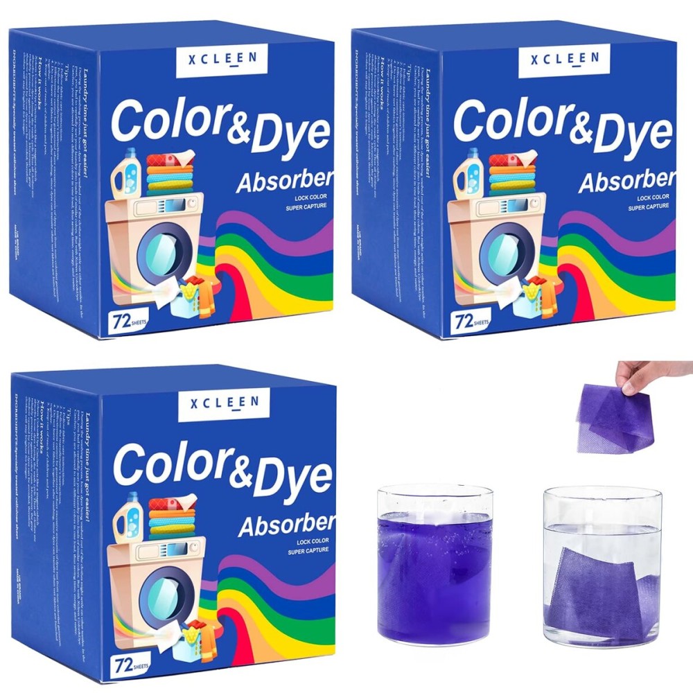 Xcleen Color Absorber Laundry Sheets 216 Count, Dye Catcher to Prevent Clothes from Smearing, Fragrance Free Color Trapping Sheets for Home School or Apartment