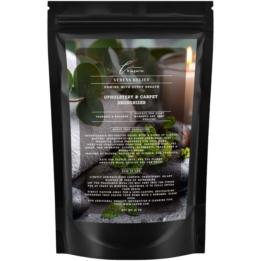 Lapew Stress Relief Carpet Freshener Powder: Powerful Odor Eliminator for Home, Upholstery Deodorizer, Carpet Deodorizer, Pet Urine, Cat Litter Box - Stress Relief Fragrance