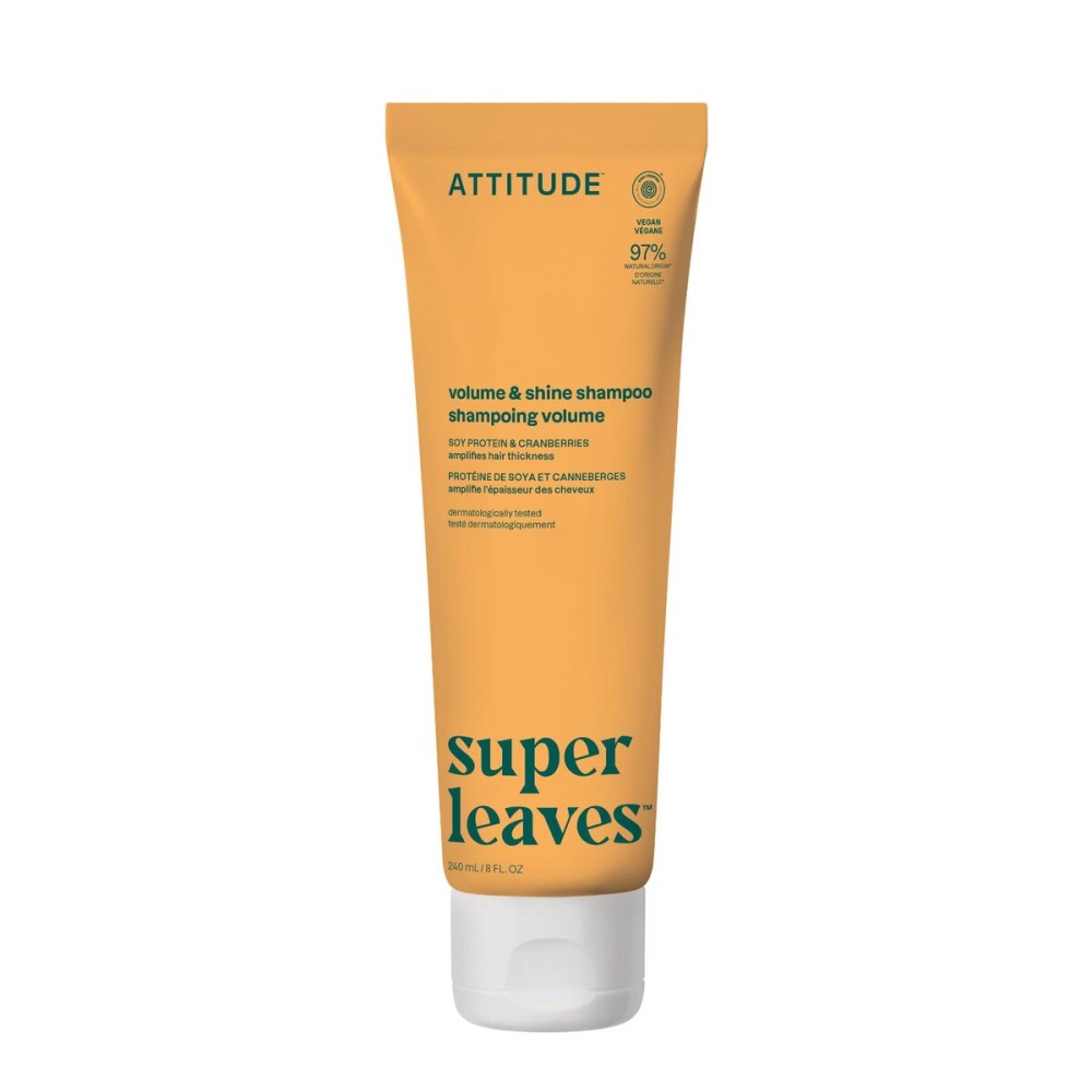 ATTITUDE Volume and Shine Hair Shampoo, EWG Verified, For Thin Hair, Naturally Derived Ingredients, Vegan, Plant Based, Soy Protein & Cranberries, 8 Fl Oz