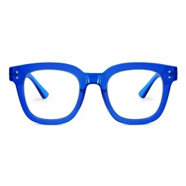 Madison Avenue Oversized Blue Light Blocking Glasses for Women Fashion Blue Light Blockers Anti Eyestrain & UV Protection Computer Eyeglasses (Klein Blue)