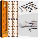 PLUSINNO H5 Horizontal Fishing Rod/Pole Holders for Garage, Wall or Ceiling Mounted Fishing Rod Rack, Aviation Aluminum Fishing Holder Holds up to 5/10/20 Rod or Combos or Nets Storage Racks