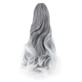 Mitrygreen Claw Clip Ponytail Extension 18 Clip in Wavy Ponytail Hair Extensions Long Pony Tails for Women Extensions Black to White Wave Hairpiece