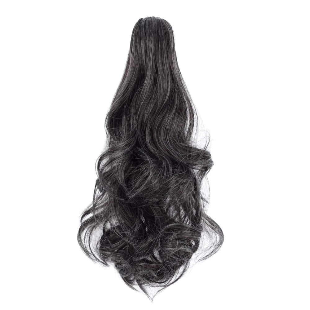 Mitrygreen Claw Clip Ponytail Extension 18 Clip in Wavy Ponytail Hair Extensions Long Pony Tails for Women Extensions Dark Brown mix White Wave Hairpiece