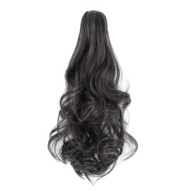 Mitrygreen Claw Clip Ponytail Extension 18 Clip in Wavy Ponytail Hair Extensions Long Pony Tails for Women Extensions Dark Brown mix White Wave Hairpiece