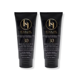 Black Girl Sunscreen SPF 30 for the Face & Body - Moisturizing Sun Protection, SPF 30, Sun Lotion for Women, Ultra Sheer, Travel Size, No White Cast for Melanin Rich Skin - 3 fl oz, 2-Pack