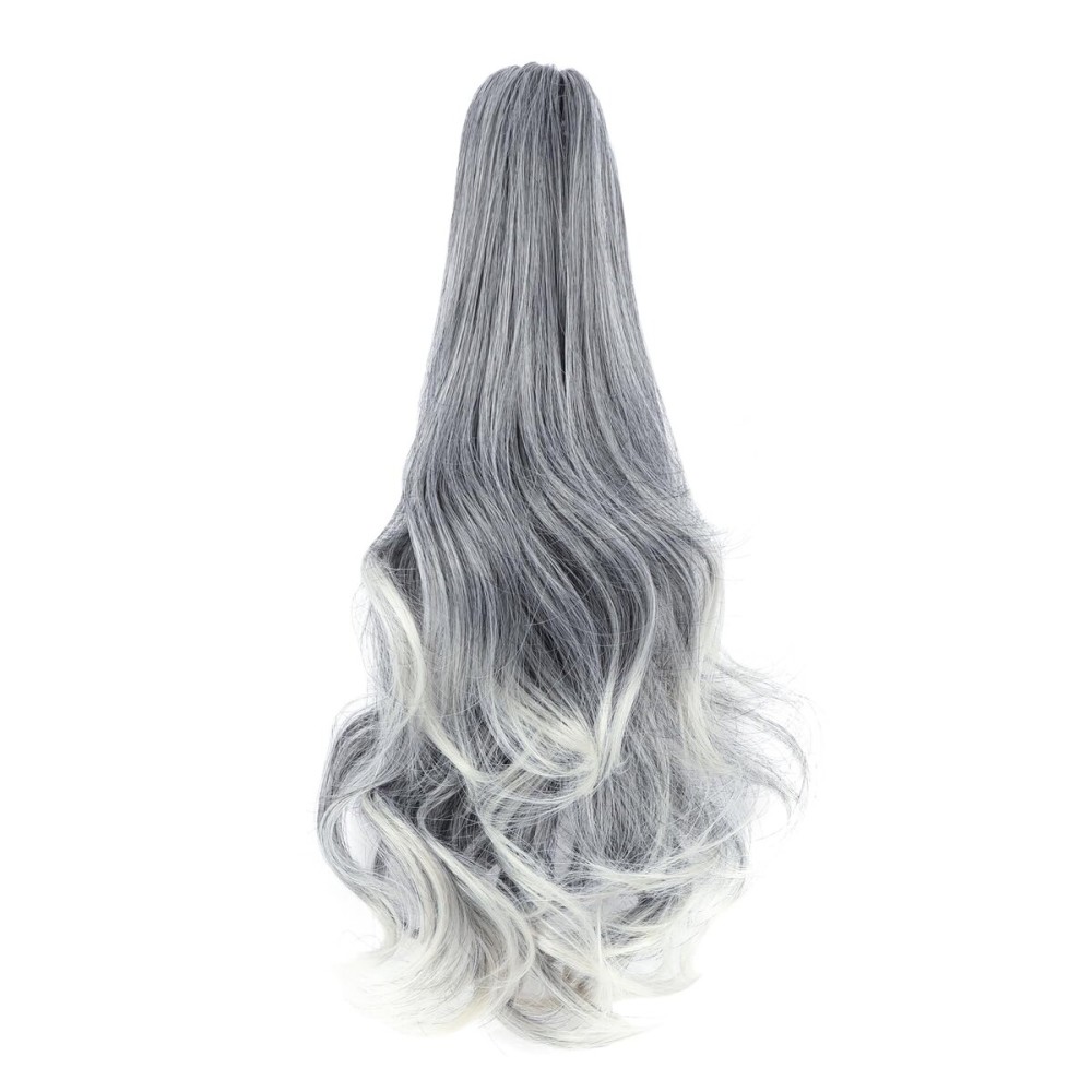 Mitrygreen Claw Clip Ponytail Extension 18 Clip in Wavy Ponytail Hair Extensions Long Pony Tails for Women Extensions Sliver Gray to Platinum Blonde Wave Hairpiece