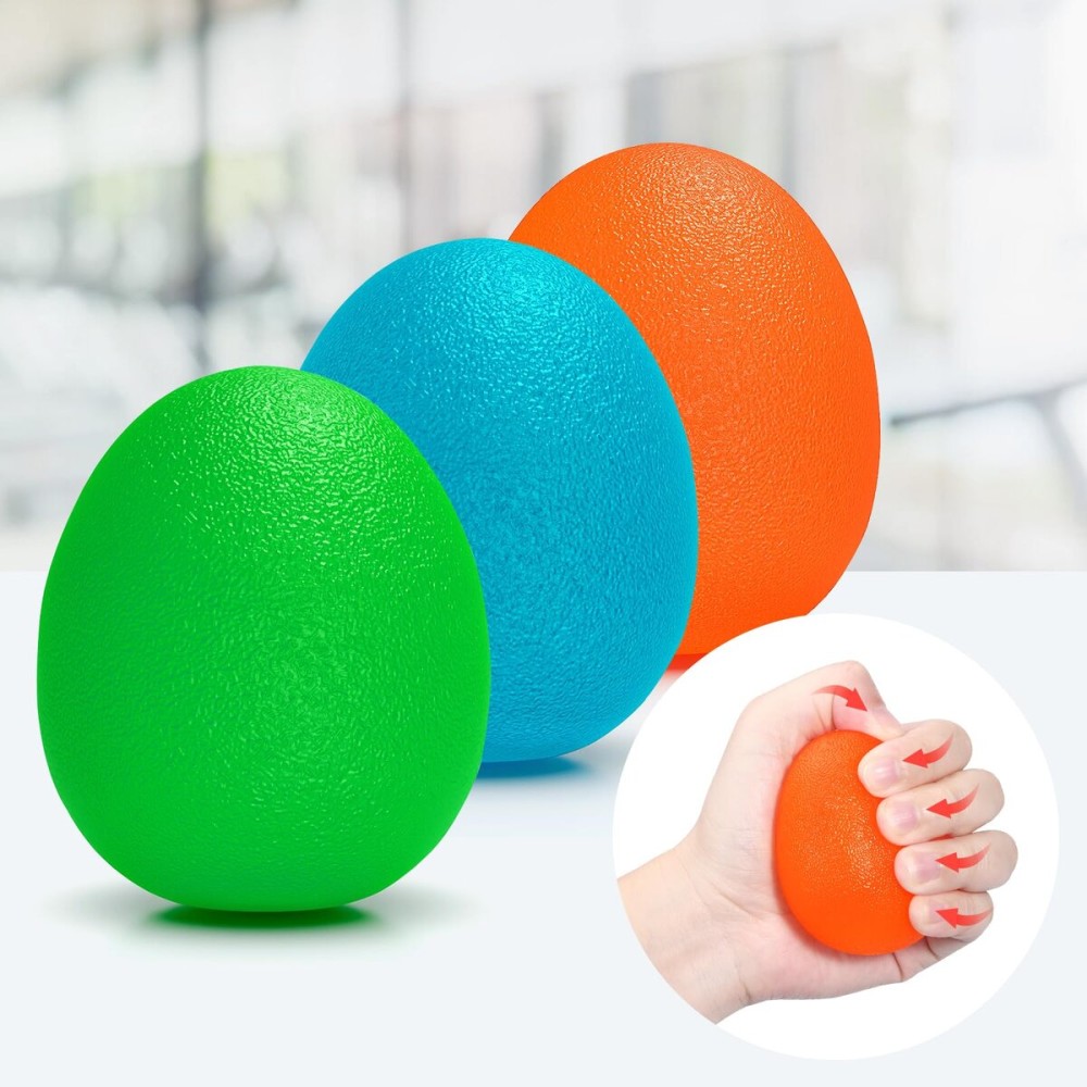 Peradix Hand Grip Strength Trainer, Stress Relief Ball, Wrist Rehab Therapy Hand Grip Equipment Ball Squishy Tools - Set of 3 Finger Resistance Exercise Squeezer (Plus Size - Green Blau Orange)