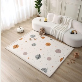 Hakuna Matte CloudSoft Baby Play Mat for Floor 60 x 80 Planets - Coral Velvet Memory Foam Rug for Crawling & Cozy Play - Non-Slip, Water-Resistant, Easy-CareTummy Time Mat, Playmat for Playpen