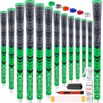 SAPLIZE Cross Cord Golf Grips Set of 13 Grips with Tape or Full Regripping Kit, Std/Mid/Jumbo, Low Taper Design, Multi-compound Hybrid, Anti-Slip Golf Club Grips, CL03 Series, Standard, Green