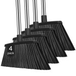 NACENA Heavy Duty Broom, 55 Inch Long Handle Outdoor Large Angle Brooms, Commercial Broom for Sweeping Indoor, for Home Garage Kitchen Office Courtyard Lobby Patio Lawn Concrete, 4 Pack (Black)