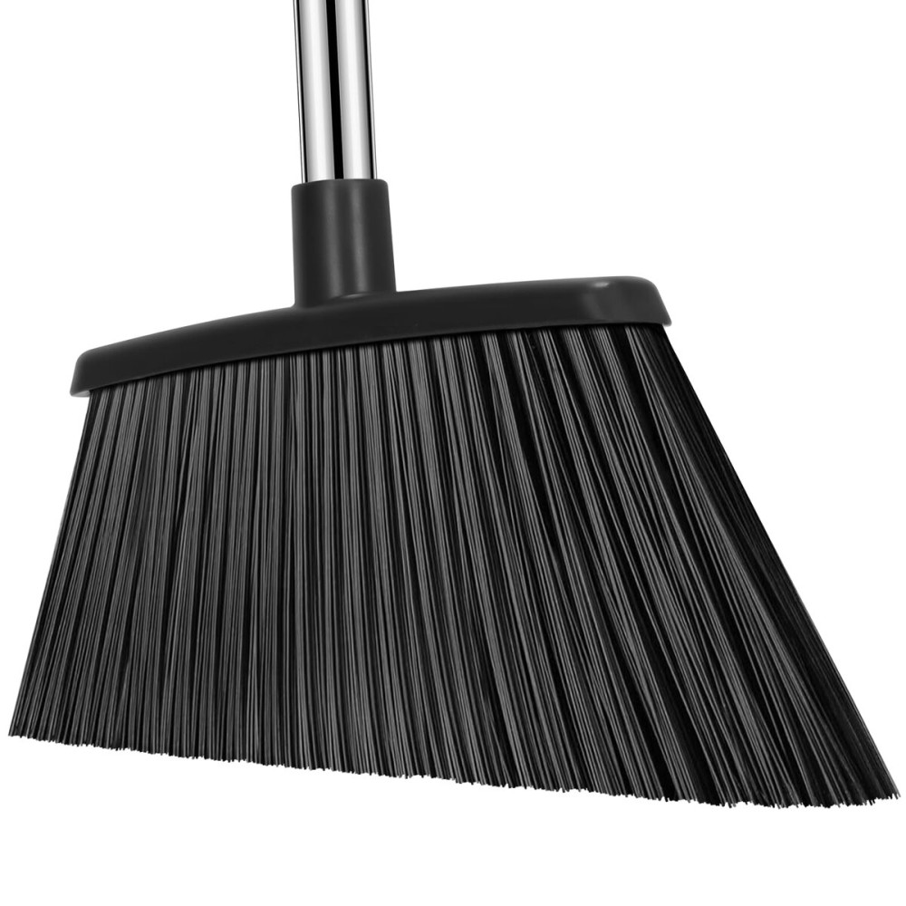 Heavy Duty Broom, 55 Inch Long Handle Outdoor Large Angle Brooms, Commercial Broom for Sweeping Indoor, for Home Garage Kitchen Office Courtyard Lobby Patio Lawn ConcreteBlack