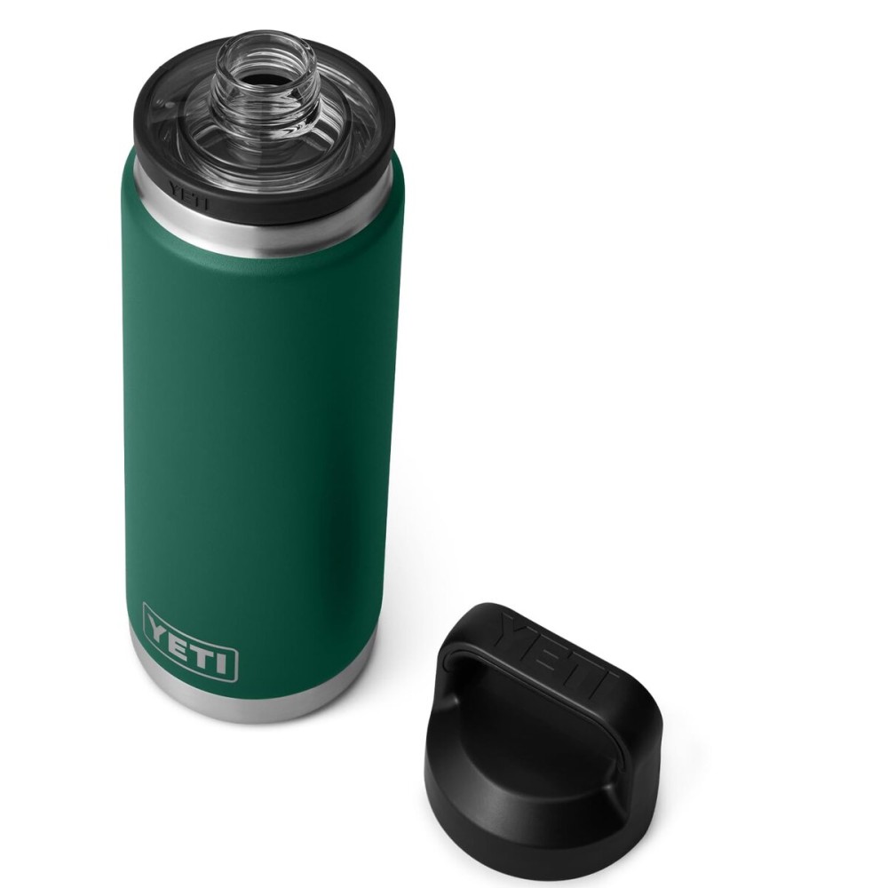 YETI Rambler 26 oz Bottle, Vacuum Insulated, Leakproof, Stainless Steel with Chug Cap, Black Forest Green