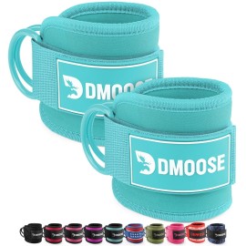 DMoose Fitness Ankle Straps for Cable Machines - One Size Fit Premium Padding, Glute Kickback Ankle Strap for Women & Men, Cable Attachments for Gym & Booty Workouts (Baby Blue - Pair)