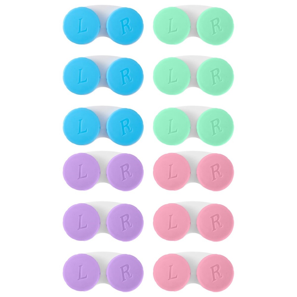 12PCS Colorful Contact Lens Case, Immersion Kit, Leak-Proof Packaging, Suitable for Outdoor Mini Case Screw Top