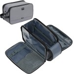 ZEEMO Travel Toiletry Bag for Men, Medium Water-Resistant Double-Sided Full-Open Dopp Kit, Versatile Organizer for Shower and Hygiene Accessories, Bathroom Essentials, Cosmetics, Large, Grey