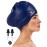 Large Long Hair Swim Cap with Extra Room for Women Men, Silicone Swimming Cap for Long Thick Hair with Ear Plugs Nose Clip Set, Adult Waterproof Swim Hats Bathing Caps to Keep Hair Dry(Navy)
