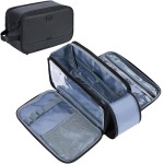 ZEEMO Travel Toiletry Bag for Men, Medium Water-Resistant Double-Sided Full-Open Dopp Kit, Versatile Organizer for Shower and Hygiene Accessories, Bathroom Essentials, Cosmetics, Large, Black