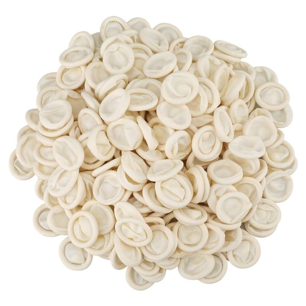 G2PLUS Disposable Finger Cots, 400pcs White Latex Rubber Finger Gloves, Rolled Edge Protective Covers for Electronic Repair, Nail Art, Tattoo, Lab Use, Crafting