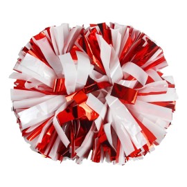 Hooshing 2PCS Red and White Pom Poms Cheerleading with Baton Handle for Team Spirit Sports Festival Dance Cheering Gift