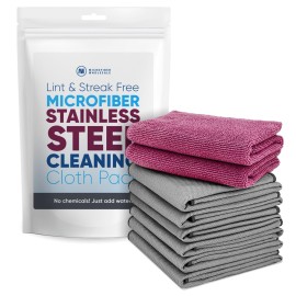 Claro Stainless Steel Cleaner Cloth 8-Pack - Microfiber Cleaning Cloths for Appliances, Sinks & Fridge | Lint-Free Streak-Free Stainless Reusable Alternative to Chemical Cleaners