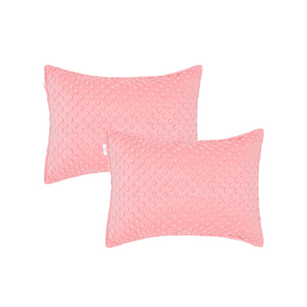 ALVABABY Toddler Pillowcase Kids Pillow Cover Bean Velvet Soft Warm 2 Pack Fit 13x 18 or 12x16 Envelope for Girl Boy Sleepy Travel Pink 2TPD01A