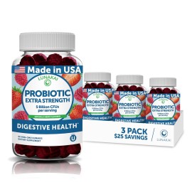 Lunakai USA Made Probiotic Gummies - 5 Billion CFUs, Vegan, Non-GMO, Gluten-Free - Digestive & Immune Support for Women & Men - 3 Pack