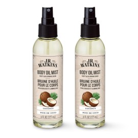 J.R. Watkins Naturally Hydrating Body Oil Mist, Coconut, 6 fl oz, 2 Pack