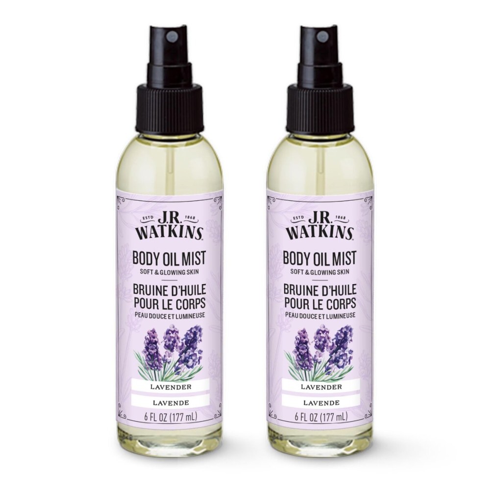J.R. Watkins Naturally Hydrating Body Oil Mist, Lavender, 6 fl oz, 2 Pack