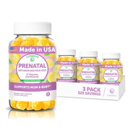 Lunakai USA Made 17-in-1 Prenatal Vitamins for Women with Iron & Folic Acid - Delicious Daily Prenatal Gummies for Maternal Wellness Support - 3 Pack