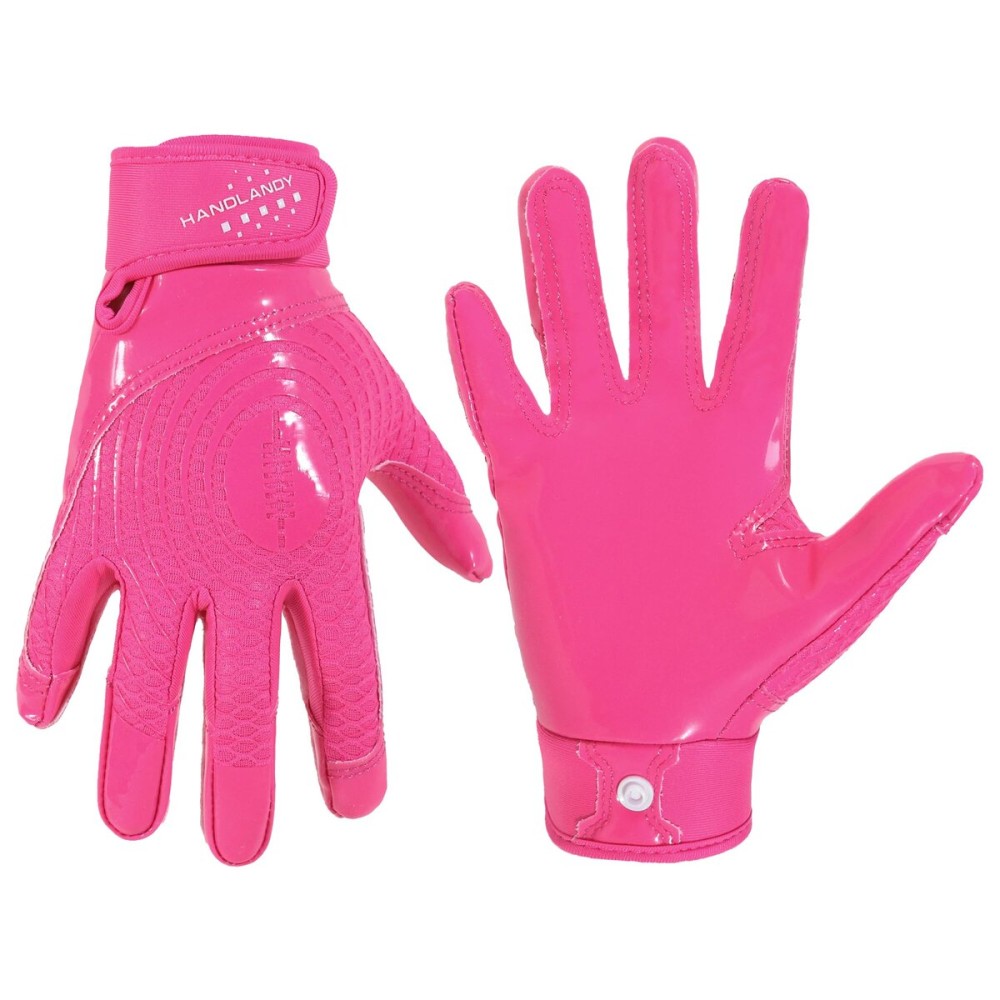 HANDLANDY Youth Football Gloves, Kids Sticky Receiver Gloves,Super Grip Football Glove Best Gift for Boys,Girls (Pink, Small-Youth)