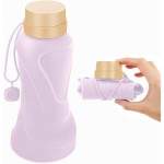 Collapsible Water Bottles,650ml,Leak Proof,Reuseable BPA Free Silicone Foldable Water Bottles,Durable Lightweight for Travel Gym Camping Hiking,Compact Size Portable Sports Water Bottle (Purple)